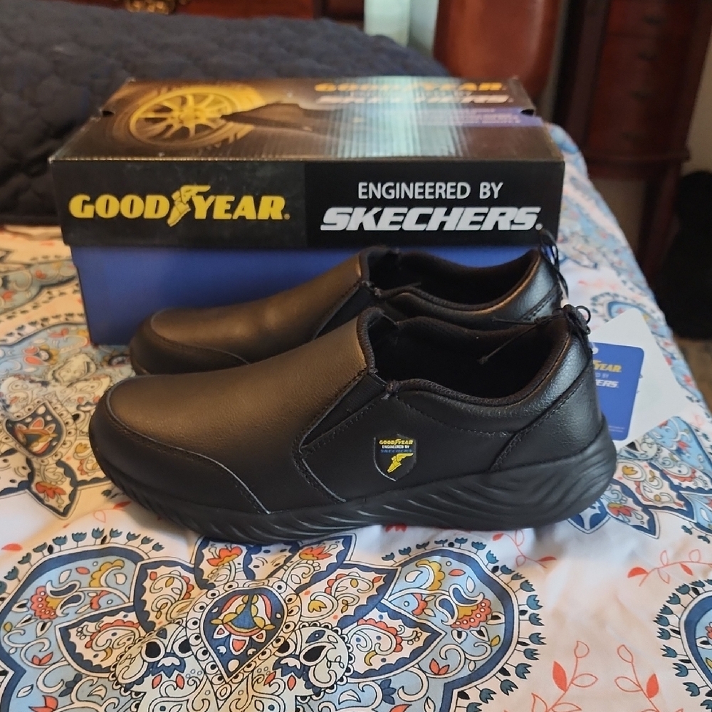 Skechers Black Slip-On Loafers with Slip-Resistant Design